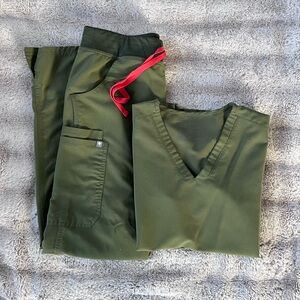 FIGS Olive Green Scrub Set